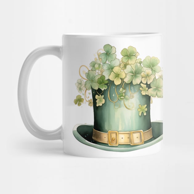 Gold and Green Leprechaun Top Hat with Clover by mw1designsart